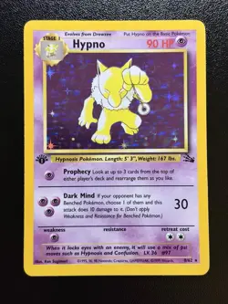 HYPNO Pokemon Card - WOTC - 1st Edition - Fossil - 8/62 - HOLO - NM (A) - Image 1