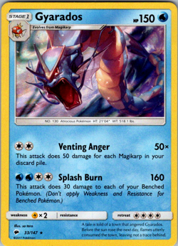 Gyarados 33/147 Rare Holo Pokemon Card - Image 1