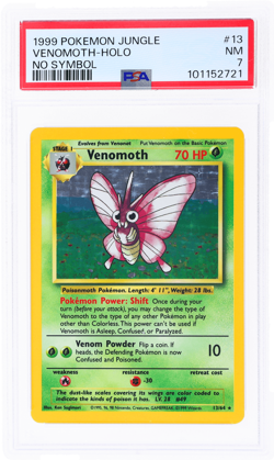 1999 Pokemon Jungle Venomoth Holo No Symbol Error #13B PSA 7 - Image 1