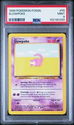 PSA 9 SLOWPOKE 55 FOSSIL UNLIMITED POKEMON VINTAGE MINT - Image 1
