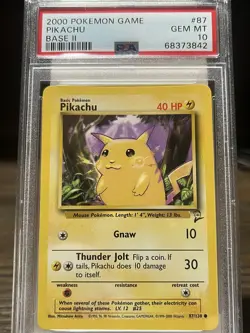 2000 Pokemon Base 2 II PSA 10 Pikachu #87 Yellow Cheeks WOTC GEM MINT - Image 1
