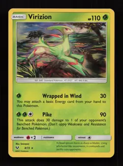 Virizion 8/73 Holo Rare Shining Legends Pokemon Near Mint - Image 1