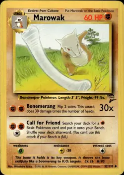 Pokemon Base Set 2 #052/130 Marowak Uncommon Lightly played - Image 1