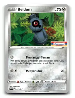 Pokemon 2021 Indonesia Beldum Promo Card 051/S-P Stamped Indomaret - Image 1