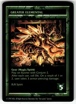 1997 Shadowrun CCG / TCG Card Greater Elemental - Image 1