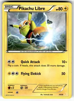 Pokemon XY Trainer Kit: Pikachu Libre & Suicune Card 14/30 Pikachu Libre MP - Image 1