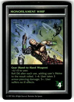 1997 Shadowrun CCG / TCG Card Monofilament Whip - Image 1
