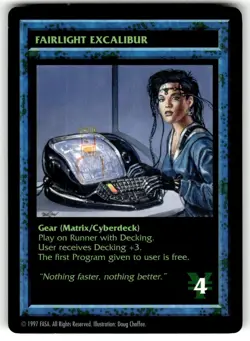 1997 Shadowrun CCG / TCG Card Fairlight Excalibur - Image 1