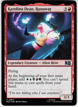MAGIC MTG KAROLINA DEAN, RUNAWAY 694 COMMANDER: MARVEL SUPER HEROES FOIL - Image 1