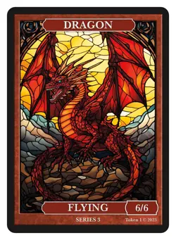 Dragon 6/6 Stained Glass Token Givememana Tokens Magic the Gathering - Image 1