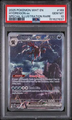 2025 POKEMON WHT EN-WHITE FLARE SPECIAL ILLUSTRATION RARE HYDREIGON EX PSA 10 - Image 1