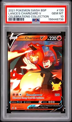 Pokemon TCG: Celebrations - Lance's Charizard V SWSH 133 Promo [PSA 10] GEM - Image 1
