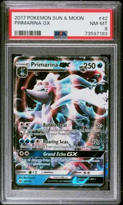 Pokemon Sun & Moon Primarina GX #42 PSA 8 - Image 1