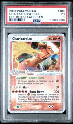 2004 Pokemon Charizard ex Holo 105 PSA 1 PR Fire Red Leaf Green WOTC - Image 1