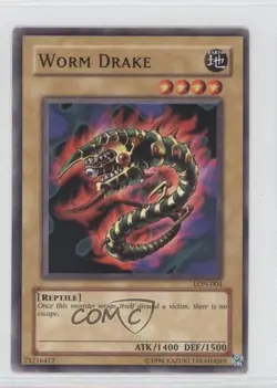Worm Drake Unlimited YuGiOh Labyrinth of Nightmare #LON-004 2003 READ - Image 1