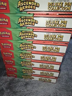 Pokemon TCG Ascended Heroes First Partner DELUXE PIN COLLECTION x8 BUNDLE - Image 1