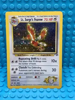 Pokemon TCG Lt. Surge’s Fearow 7/132 Holo Gym Heroes HP - Image 1