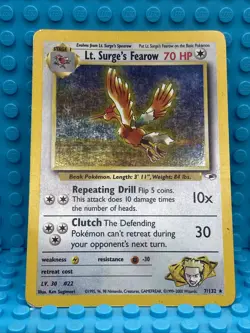 Pokemon TCG Lt. Surge’s Fearow 7/132 Holo Gym Heroes HP - Image 2