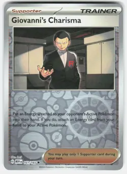 GIOVANNI'S CHARISMA 161/165 UNCOMMON 151 POKEMON REVERSE HOLO NM/M - Image 1