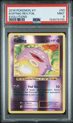 2016 Pokemon XY Evolutions Koffing Reverse Foil Holo #50 PSA 9 - Image 1