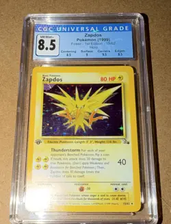 CGC 8.5 Zapdos Fossil 1st Edition Holo Rare 15/62 English 1999 - Image 1