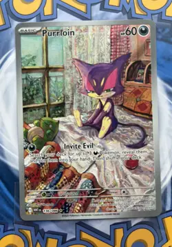 Pokemon TCG Purrloin 136/086 Sv: White Flare Illustration Rare Holo Card NM - Image 1