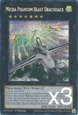 3X Yugioh Mecha Phantom Beast Dracossack MP25-EN135 Secret Rare 1st Editiion NM - Image 1