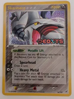 Skarmory 26/107 2005 EX Deoxys Pokemon Card TCG Reverse Holo Rare Stamped - MP - Image 3
