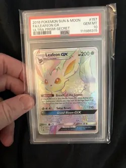 PSA 10 GEM MINT Leafeon GX 157/156 Ultra Prism Secret Rare Holo Pokemon Card - Image 2