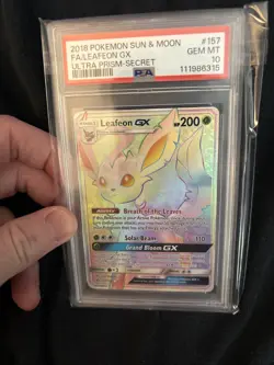 PSA 10 GEM MINT Leafeon GX 157/156 Ultra Prism Secret Rare Holo Pokemon Card - Image 3