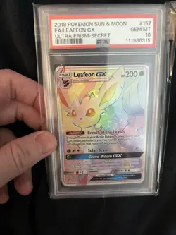 PSA 10 GEM MINT Leafeon GX 157/156 Ultra Prism Secret Rare Holo Pokemon Card - Image 4