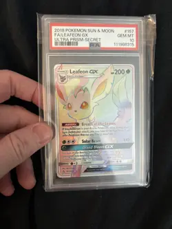PSA 10 GEM MINT Leafeon GX 157/156 Ultra Prism Secret Rare Holo Pokemon Card - Image 5