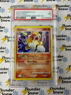 Entei Holo #4 Secret Wonders Cracked Ice 2007 Pokemon Diamond & Pearl PSA 7 - Image 1