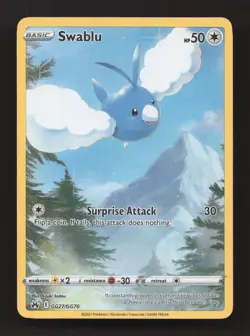 Swablu GG27/GG70 Holo Crown Zenith Galarian Gallery Pokemon Holo NM - Image 1
