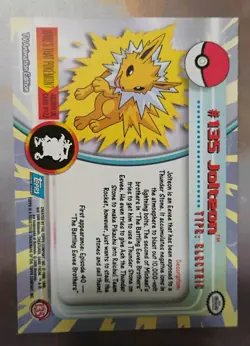 2000 Topps Pokemon Series 3 #135 Jolteon TV Animation Edition Blue NMT - Image 2