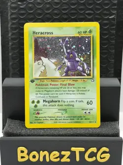 1st Edition HERACROSS 6/111 Neo Genesis Holo Rare English Pokemon Card - Image 1