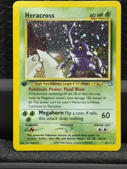 1st Edition HERACROSS 6/111 Neo Genesis Holo Rare English Pokemon Card - Image 2