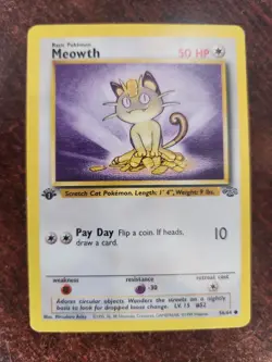 Meowth 1st Edition Jungle Pokemon Card WOTC NM - Image 1
