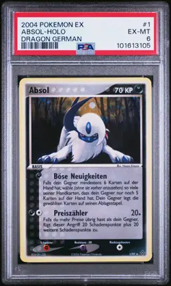 Absol Holo Foil 01/97 2004 Pokemon Card EX Dragon PSA 6 EX MINT GERMAN - Image 2