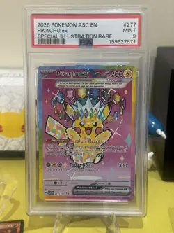 2026 POKEMON ASC EN-ASCENDED HEROES SPECIAL ILLUSTRATION RARE PIKACHU EX PSA 9 - Image 1