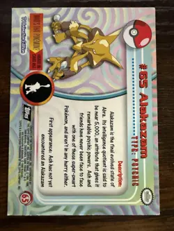 Alakazam #65 Topps Blue Logo Trading Cards Series 1 Pokemon Non-Holo Near Mint - Image 2
