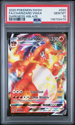 2020 POKEMON SWORD & SHIELD DARKNESS ABLAZE #020 FULL ART/CHARIZARD VMAX PSA 10 - Image 1