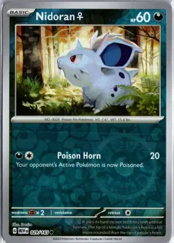 Nidoran F 029/165 Common 151 Pokemon Reverse Holo Near Mint - Image 1