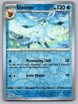 Glaceon 054/167 Uncommon Twilight Masquerade Pokemon Reverse Holo Near Mint - Image 1