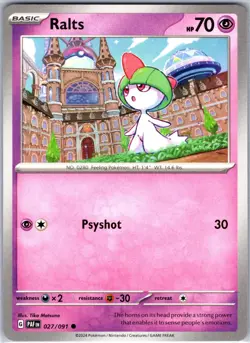 Ralts 027/091 Common SV: Paldean Fates Pokemon NM - Image 1