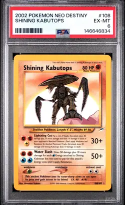 2002 Pokemon Neo Destiny Shining Kabutops PSA 6! Pretty clean condition! Come - Image 1