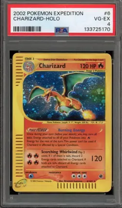 Pokemon Charizard Expedition Holo Rare #6🥇E-reader Swirl PSA 4 🔥 - Image 2