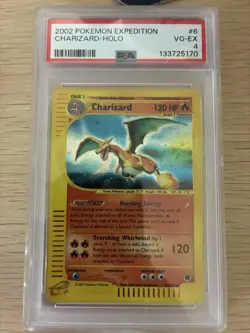 Pokemon Charizard Expedition Holo Rare #6🥇E-reader Swirl PSA 4 🔥 - Image 4
