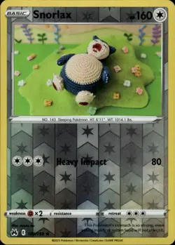 Snorlax 109/159 Rare Crown Zenith Pokemon Reverse Holo Asako lto Near Mint - Image 1