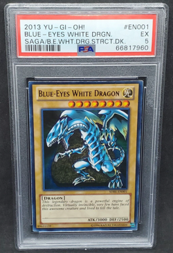 Yugioh PSA 5 EX Blue-Eyes White Dragon SDBE-EN001 Ultra Rare Saga Structure Deck - Image 1